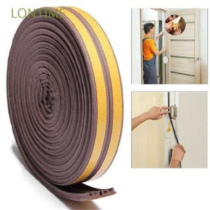 D Type Self Adhesive Home Window Door Draught Rubber Excluder Foam Seal Strip10M Brown-thin