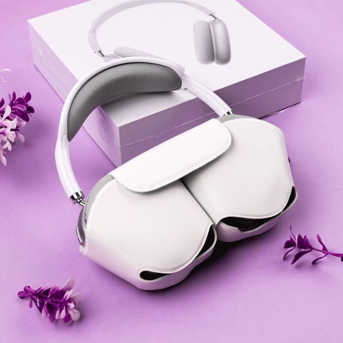 Wireless Bluetooth Headphones Max-Clear Sound & Microphone-TF Card Supported-(White-Silver)
