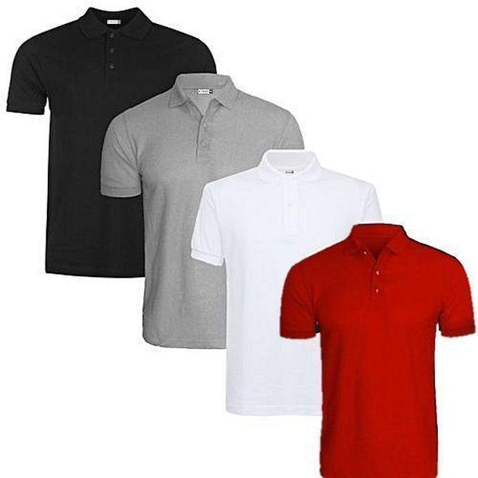 4 In 1 Polo T-Shirt For Men-grey+black+red+white
