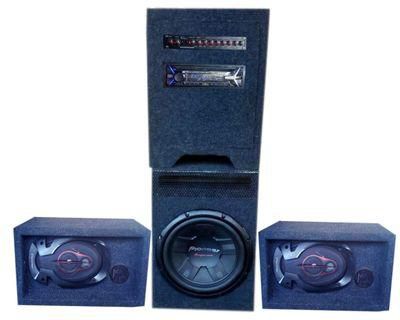Generic Home Audio Setup - Car Subwoofer, Amplifier, Radio, Equalizer .