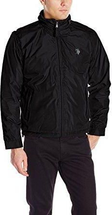 U.S. Polo Assn. Black Faux Leather Zip Up Jacket For Men