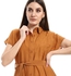 Andora Cap Sleeves Textured Havana Below Knees Length Dress