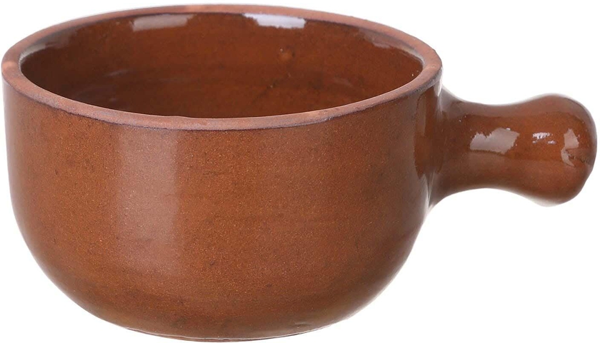Get Pottery Soup Bowl With Handle, 11 cm - Brown with best offers | Raneen.com