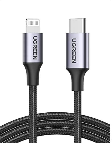 UGREEN iPhone Charger Cable 1M[MFi Certified]USB C to Lightning Cable Fast Charging Braided Cord 18W Fast PD Charge for iPhone 14/14 Pro/14 Plus/14 Pro Max, ipad Pro, iPhone 8-13 All Series - Black
