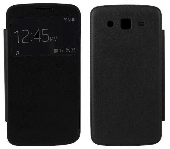 Samsung Galaxy Grand 2 G7102 7106 7108 View PU Leather Flip Case Cover Black