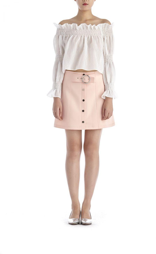 BYSI Pink Polyester Straight Skirt For Women
