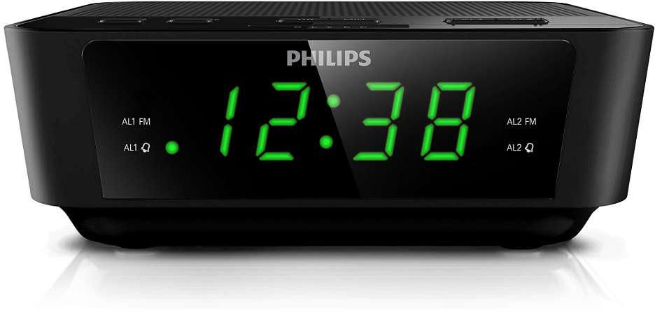 Philips Clock FM Radio with Dual Alarm & Digital Tuning AJ3116 (Black)