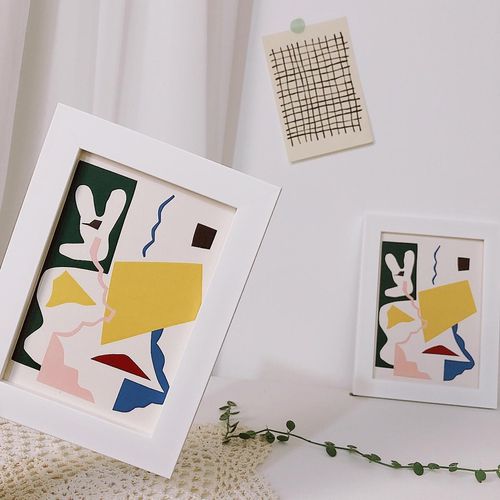 Colorful Spectral Pattern White Wood Color Photo Frame Desk Display Basic Modern Style Family Office Frame modern Style