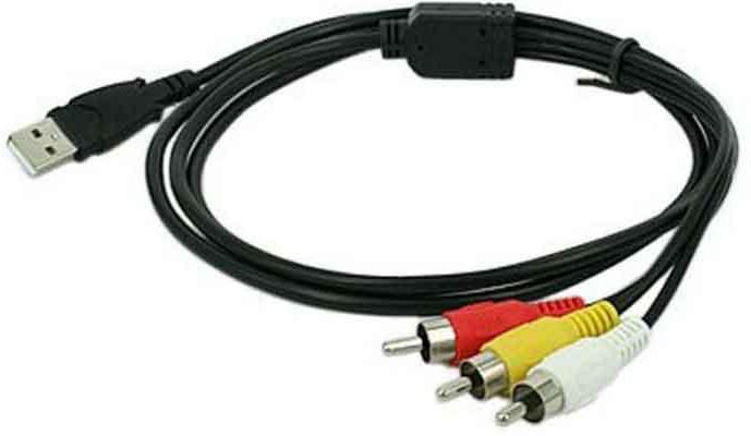 USB to 3-RCA Audio Video A/V TV Cable for Camcorder Camera