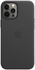 حافظة جلد صغيرة لهاتف أبل iPhone12 مع ماجسيف (أسود)