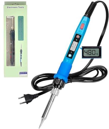 SUYA Soldering Iron, 80W Adjustable Temperature Fast Heating Ceramic Thermostatic Welding Iron with 356-932℉ LCD Display for Welding Circuit Board, Appliance Repair and Home DIY (BLUE)
