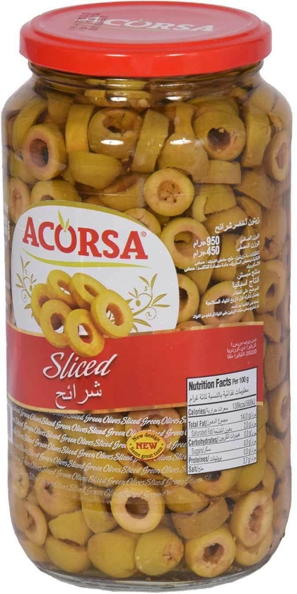 Acorsa sliced green olives 950 g
