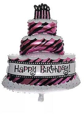 Cake Shaped Happy Birthday Printed Foil Balloon