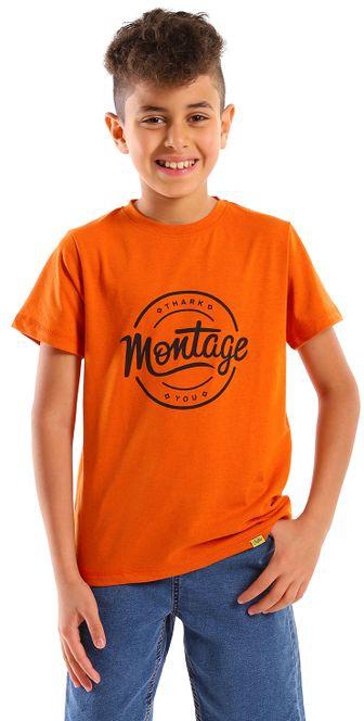 Izor Summer Slip On Chest Printed Boys T-Shirt - Dark Orange