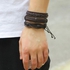 4pcs Braided Adjustable Leather Bracelet-Brown