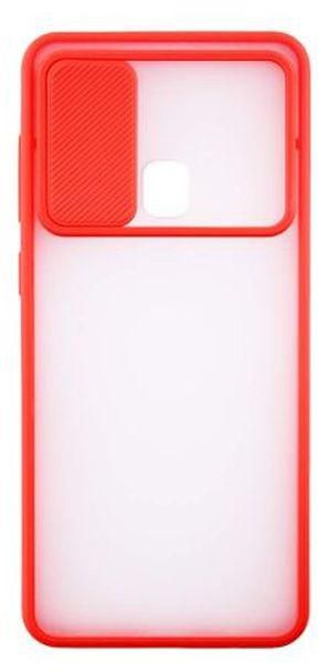 StraTG StraTG Clear and Red Case with Sliding Camera Protector for Oppo A15 / A15s - Stylish and Protective Smartphone Case