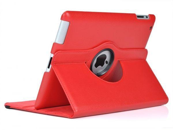 360 Degree Rotating Case For Apple ipad Leather Smart Cover Stand Holder Red