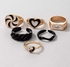 6Pcs Set Gold Color Rings For Women Oil Drop Ring Dark Big Love