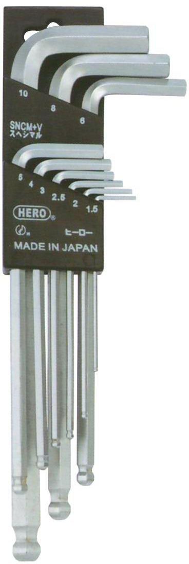 Hex Key Wrench Set by Hero, 9 Pieces, HKB-9L-1
