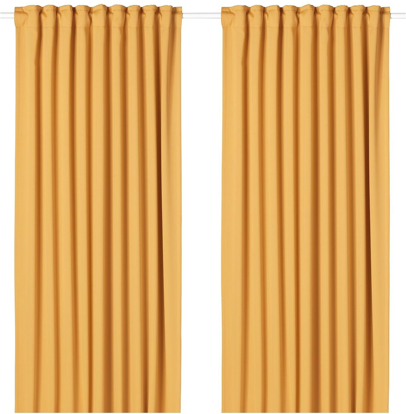 MAJGULL Room darkening curtains, 1 pair - yellow 145x300 cm