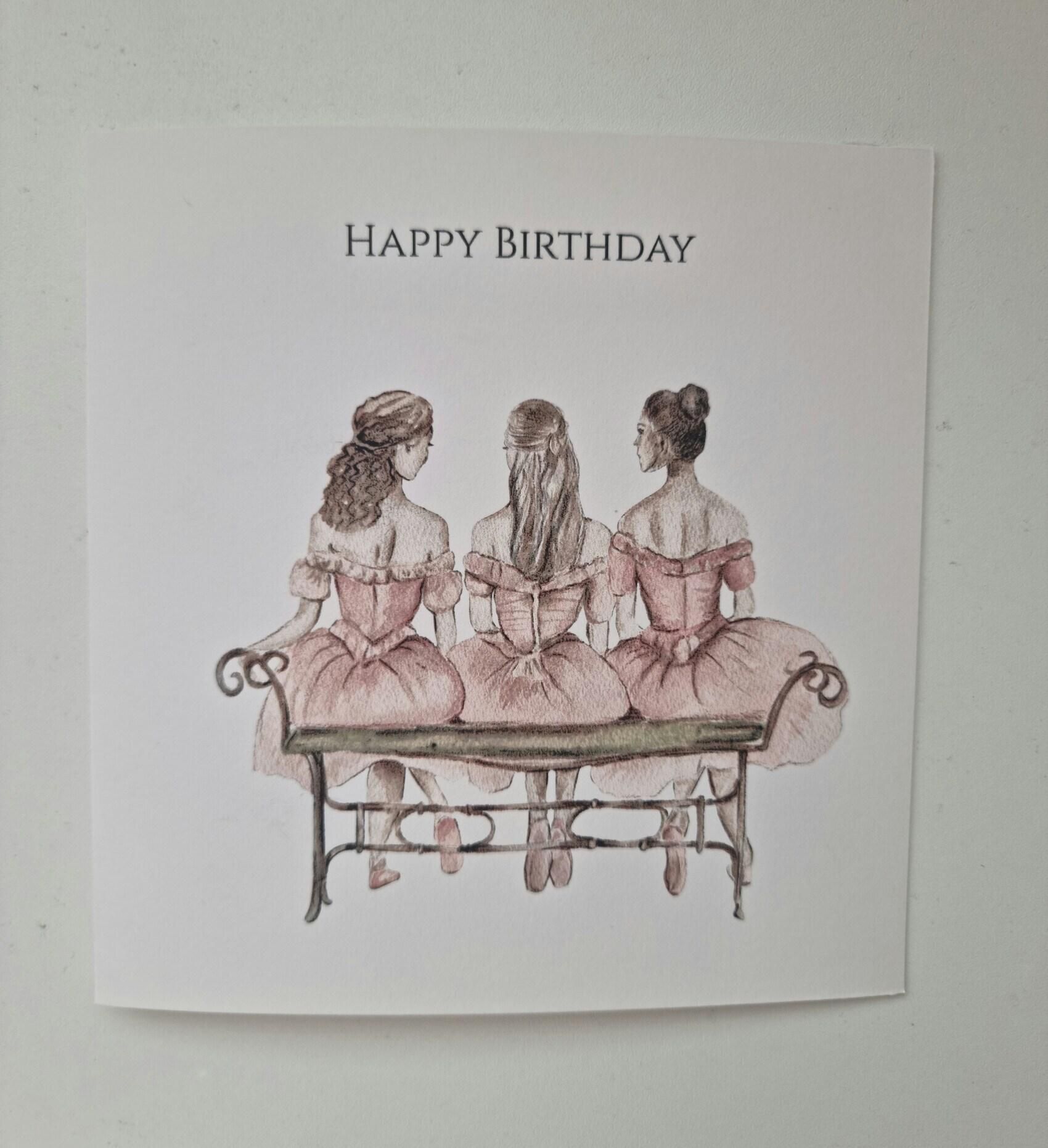 Three Ballerina Birthday card