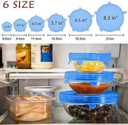 Generic 6Pcs/ Set Reusable Universal Silicone Saran Wrap Cover Lids Food Bowl Pot Stretch Kitchen Vacuum Seal Bowls