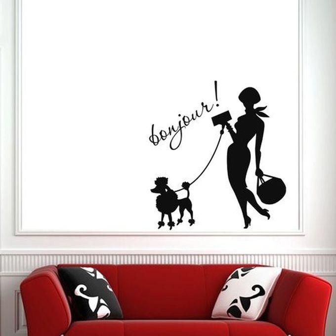 Decorative Wall Sticker - Bonjour! Walk With A Poodle