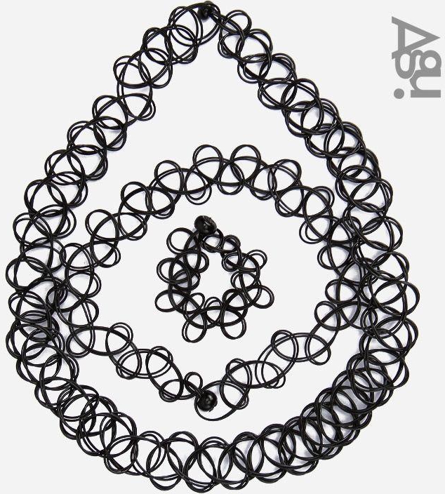 AGU Set Of Ring, Choker & Bracelet - Black