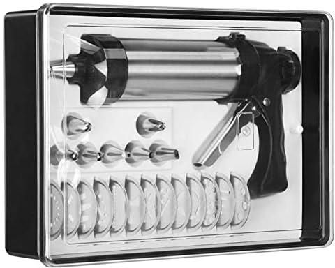 Cookie Press Gun Kit for DIY Cookie Maker and Decorating with 8 Icing Nozzles and 13 Molds