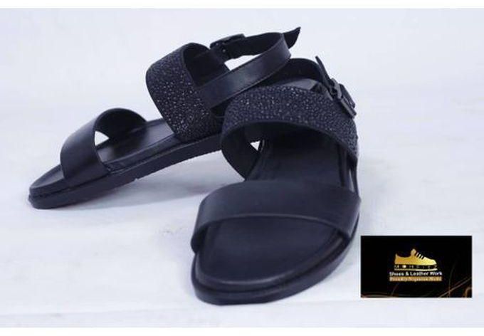 Men's Leather Slippers- Black