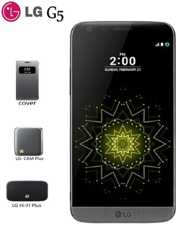 LG Mobile G5 Dual SIM (Titanium Black) + Cover + Cam + Hi Fi