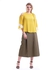 Embroidery Shouldered Round Neckline Blouse - Size: S (Yellow)