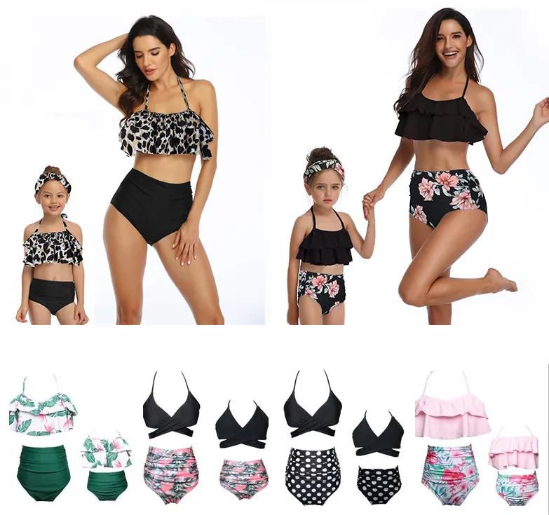 Mother Daughter Swimsuit Family Matching Bikini Set Girls Swimwear Swimwear Bathing Suits
