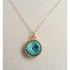 Light Blue Round Rivoli Swarovski Elements Crystal Pendant 18 Inch 14K Gold Fil LED Chain Necklace