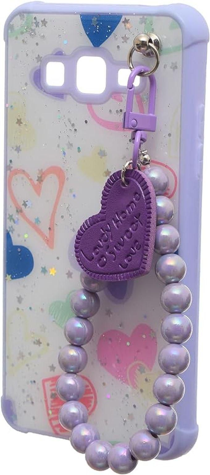 Hearts Back Cover With PP Phone Charm For Samsung Galaxy Grand Prime - Light Mauve/Multi Color