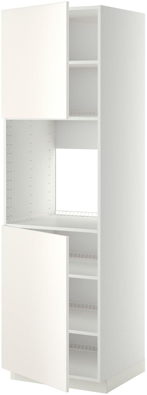 METOD High cab f oven w 2 doors/shelves - white/Veddinge white 60x60x200 cm
