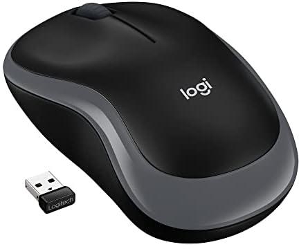Logitech M185 Wireless Mouse, 2.4GHz with USB Mini Receiver, 12-Month Battery Life, 1000 DPI Optical Tracking, Ambidextrous, Compatible with PC, Mac, Laptop - Grey