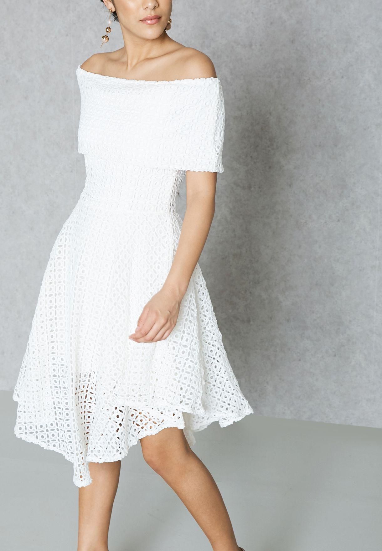 Bardot Crochet Lace Dress