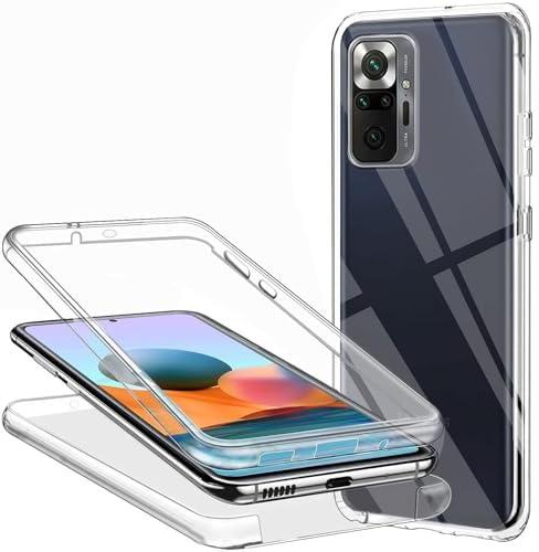 Dl3 Mobilak Case Compatible with Xiaomi Redmi Note 10 Pro / Note10 Pro Max, 360 Degree Full Body Protection Cover with Built-in Screen Protector Front and Back Bumper Shockproof - Transparent