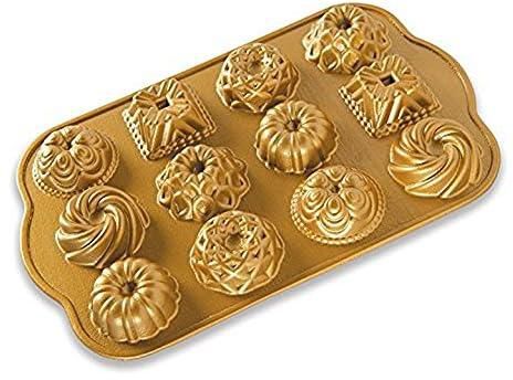 Nordic Ware Charms Cast Bundt Pan, 1.2 Cup Capacity, Gold