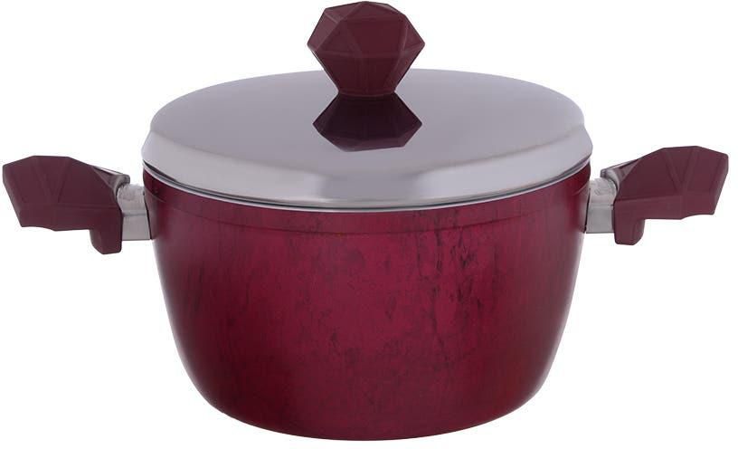 Get Nouval Teflon Pot with Stainless Steel Cover, 20 cm - Dark Red with best offers | Raneen.com