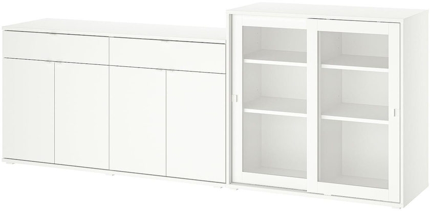 VIHALS Storage combination w glass doors - white/clear glass 235x37x90 cm