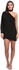 MISSGUIDED DE907420 Choker Neck Asymmetric Shift Dress for Women - Black