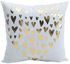 Heart Printed Decorative Cushion Cover White/Gold 45x45centimeter