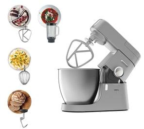 Kenwood Metal Body Stand Mixer Kitchen Machine CHEF XL 1200W with 6.7L Stainless Steel Bowl, K-Beater, Whisk, Dough Hook, Blender KVL4110S Silver