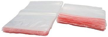 طقم حقائب بسحاب من البولي بروبيلين بقياس 18 × 20 بوصة من 50 قطعة، لون شفاف/ أحمر شفاف/ أحمر