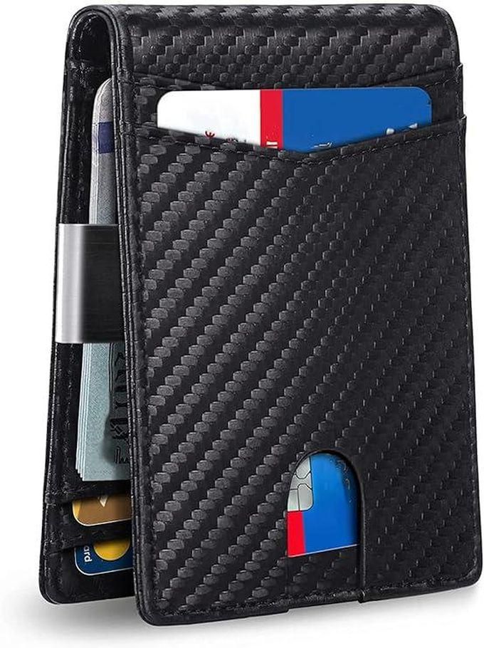 Slim Wallet for Men Genuine Leather RFID Blocking Bifold Minimalist Front Pocket Mens Wallet with Money Clip