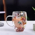 Double Wall Clear Glass Coffee Mugs with Moving Dried Flowers, Double Insulated Glass Cup for Hot Cold Drinks Cappuccino Latte Espresso Cup - 400ml