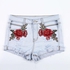 TANG Tang Women Sexy Applique Hole Shorts Sexy Jeans Denim Shorts - White