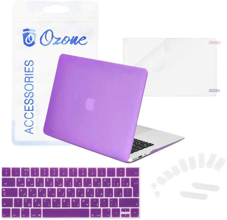 Ozone Bundle Case for MacBook Pro 13 inch Without Touch Bar A1708 Mac Case with Arabic Keyboard Skin, Screen guard, Dust plugs